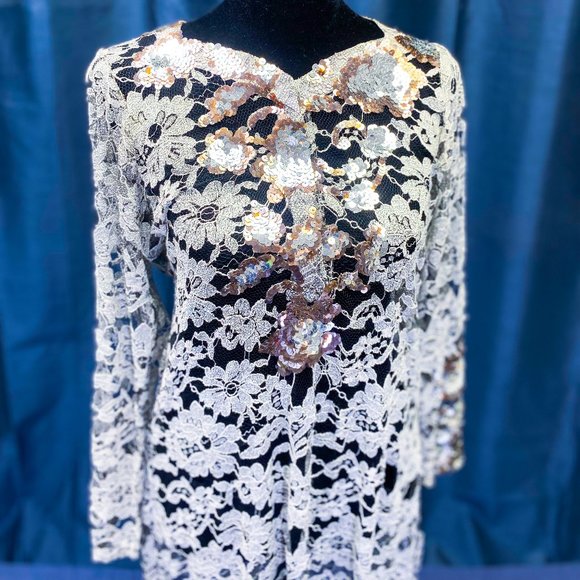 Vintage Lace Slip Dress Farah Talib Aziz Tunic Saree Traditional Indian Unique - Picture 4 of 15